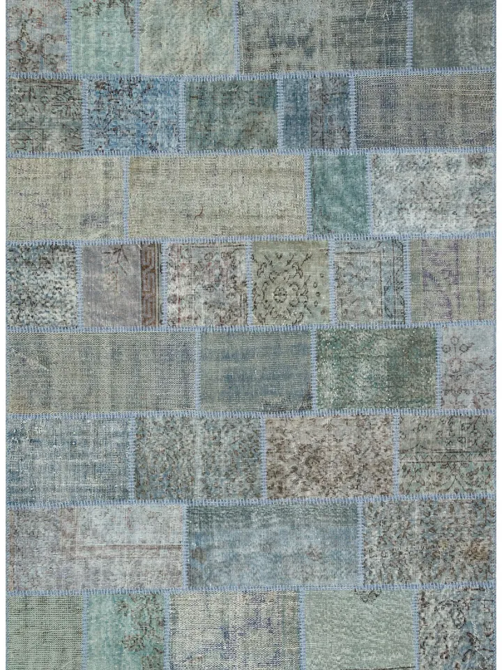 Blue Patchwork Kilim Rug, Handmade Turkish Patchwork Rug, 160x230 cm 5,3x7,5 ft ,