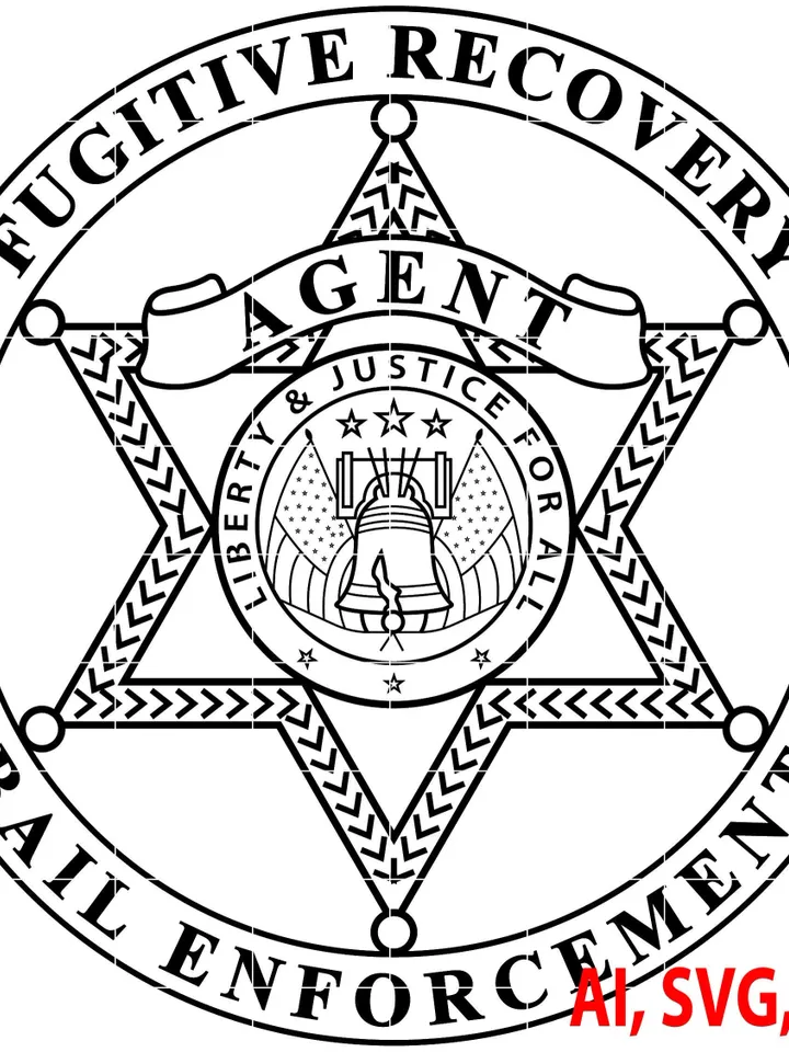 Fugitive Recovery Ball Enforcement Agent Badge, Logo, Seal, Custom, Ai, Vector, SVG, DXF, PNG, Digital