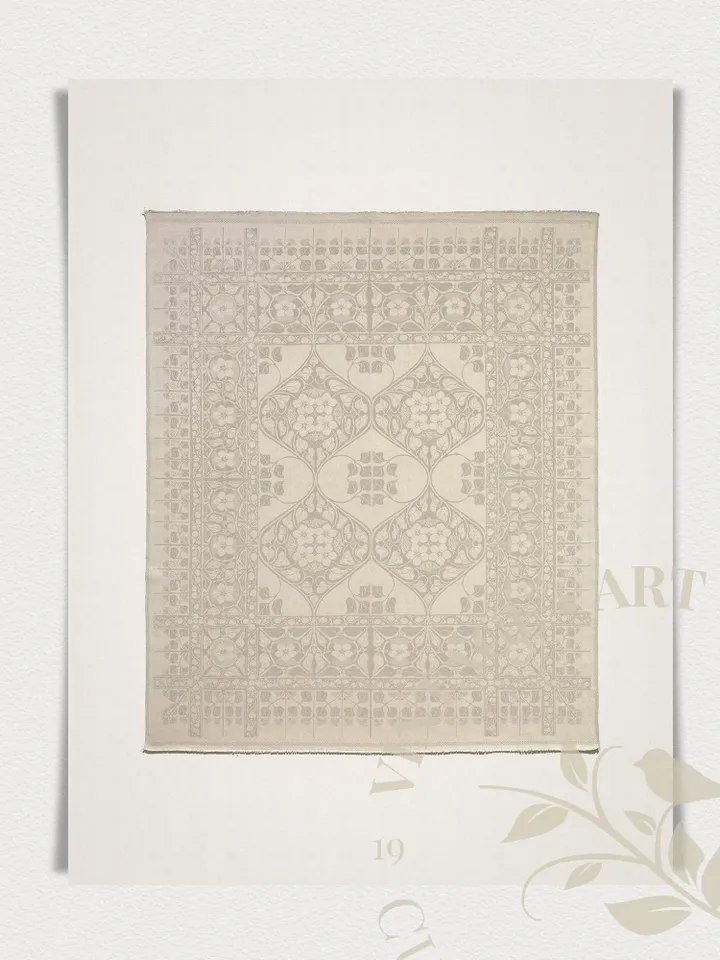 Neutral Vintage Textile Wall Art Print, Napkin With Apple Blossom Pattern, PRINTABLE Modern Farmhouse Decor | #149