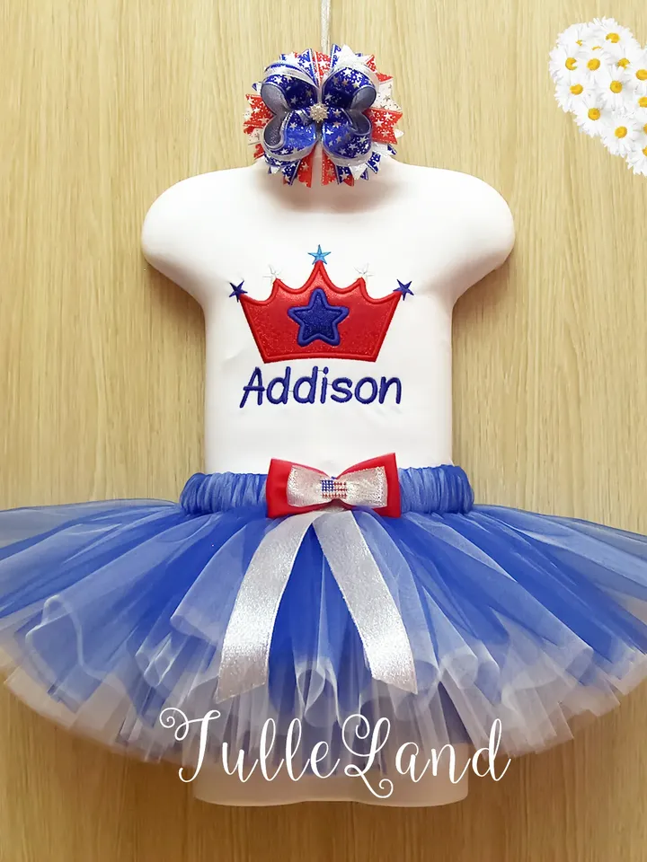 Patriotic Crown Little miss america American Patriotic Unicorn USA Applique Design for Machine Embroidery