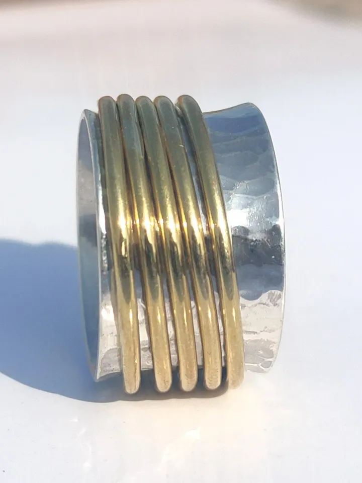 Spinner Ring, Band Ring, Handmade Ring, Hammered Ring, Wide Band Ring, Silver Band, Anniversary Gift, Gift For Her, Fidget Ring, Chunky Ring