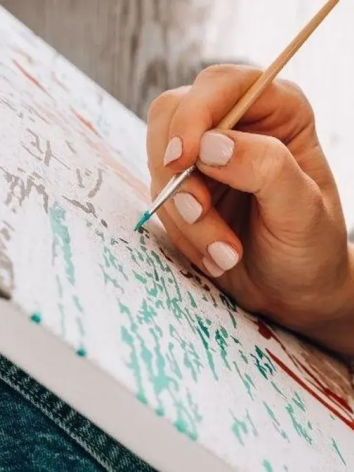 Canvas American Partner Coloring by Number Set with Hoop , the art of painting, education and entertainment.