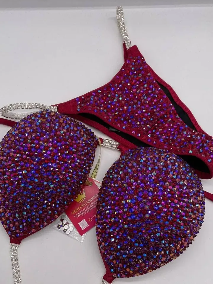 competition Figure Suit with Crystals/Competition Suit/Posing Suit/Rhinestone Fitness NPC,IFBB,WBFF