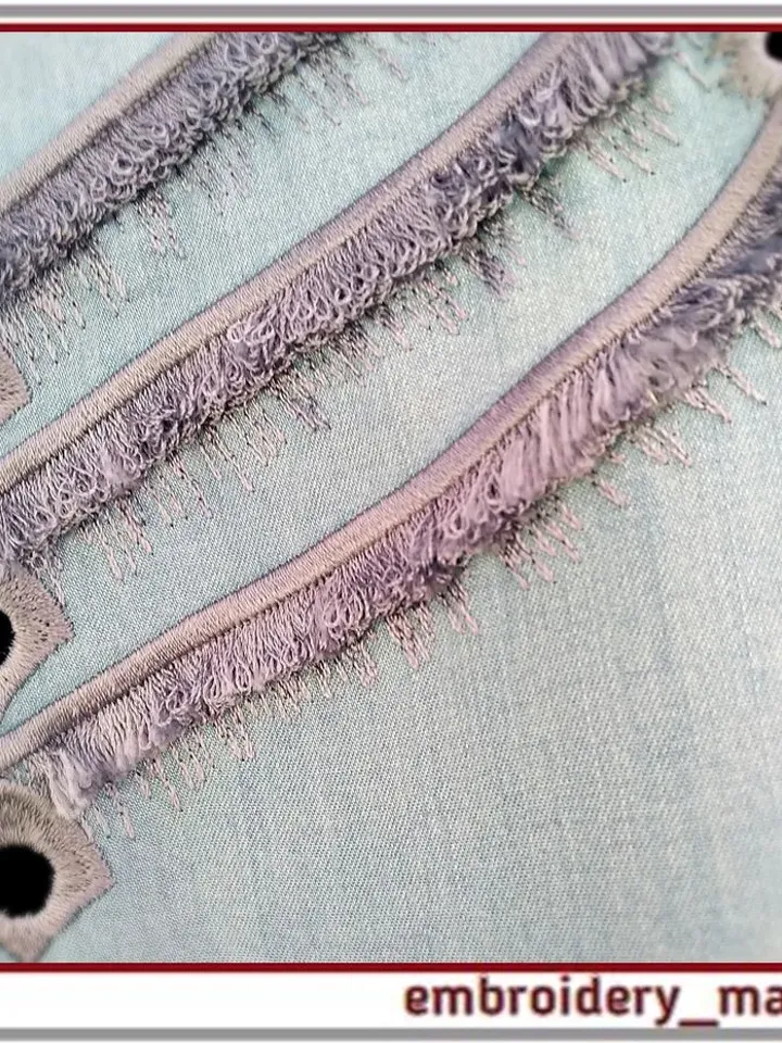 Machine Embroidery Design Cutwork Wings with Fringe