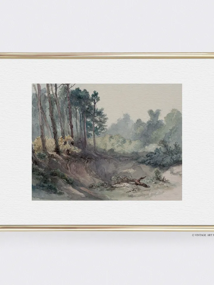 Vintage Minimalist Landscape Watercolor Painting, Printable Wall Art, Digital Downloadable Decor | 145