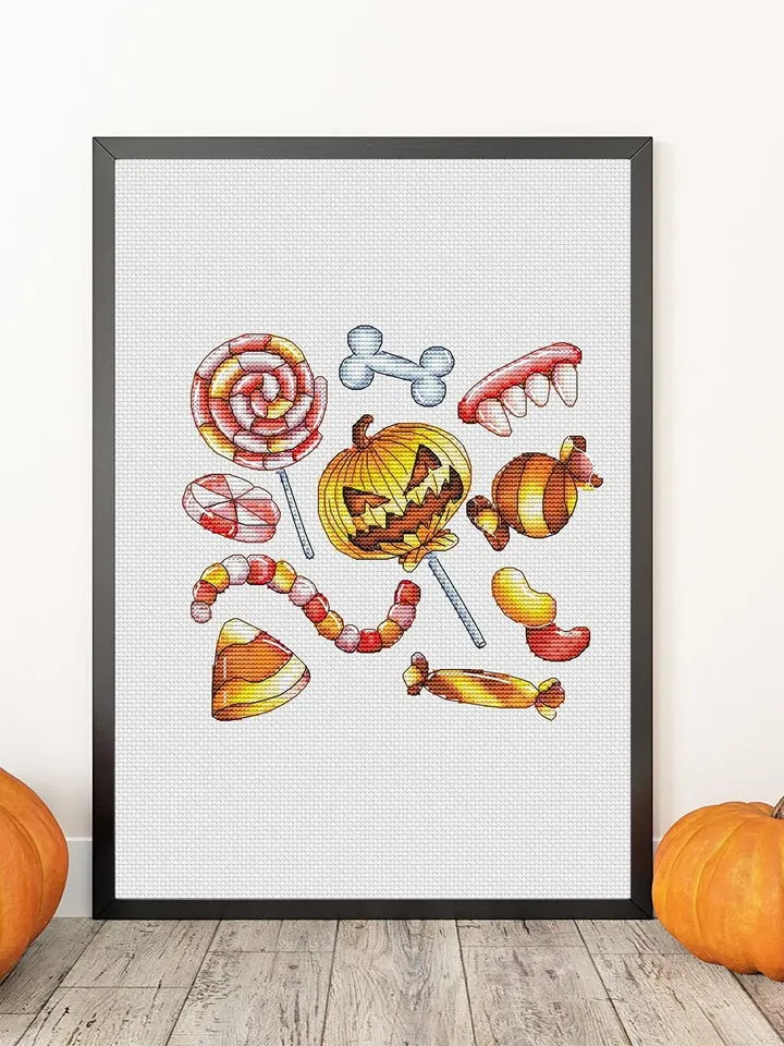 Halloween Cross Stitch Pattern PDF, Halloween Candis Cross Stitch, Holiday Spooky Cross Stitch, Magic Cross Stitch Pattern Instant Download
