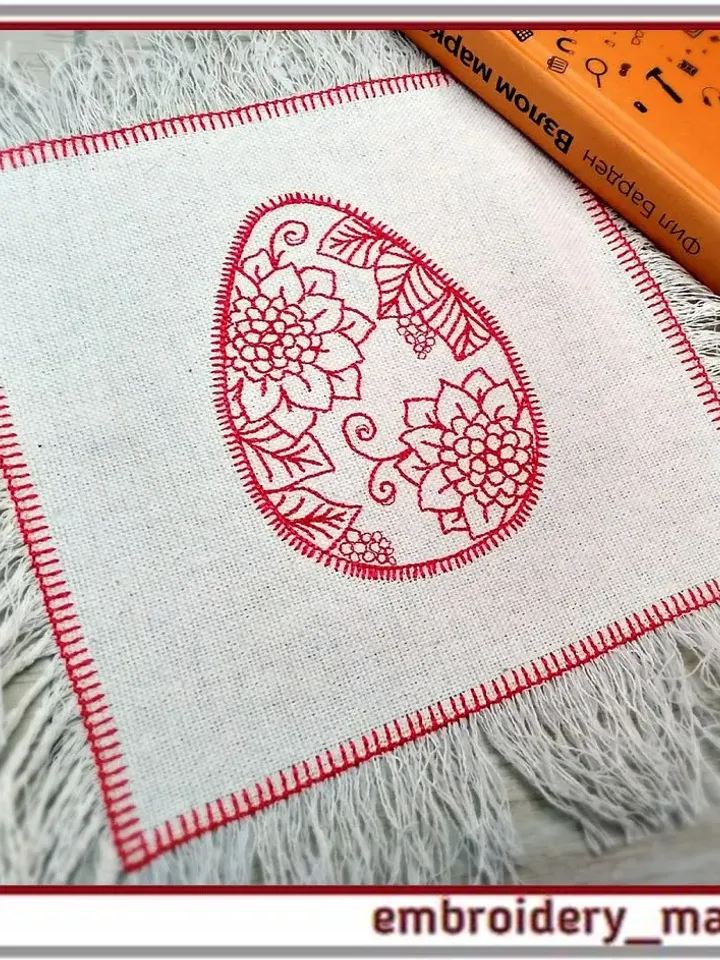 Design egg with flowers, napkin for home decor. Egg 4x4, napkin 8x8