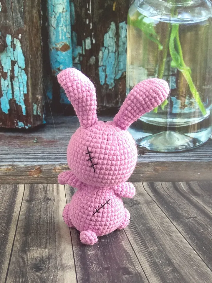 Miniature bunny Rabbit stuffed animal Spooky bunny Pastel goth decor Scary art doll Horror stuffed animal Doll handmade