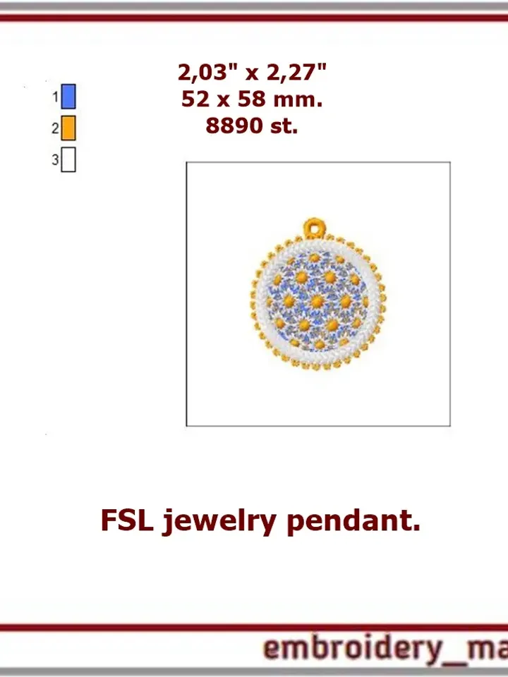 Embroidery design FSL earrings or pendant Chamomile sky