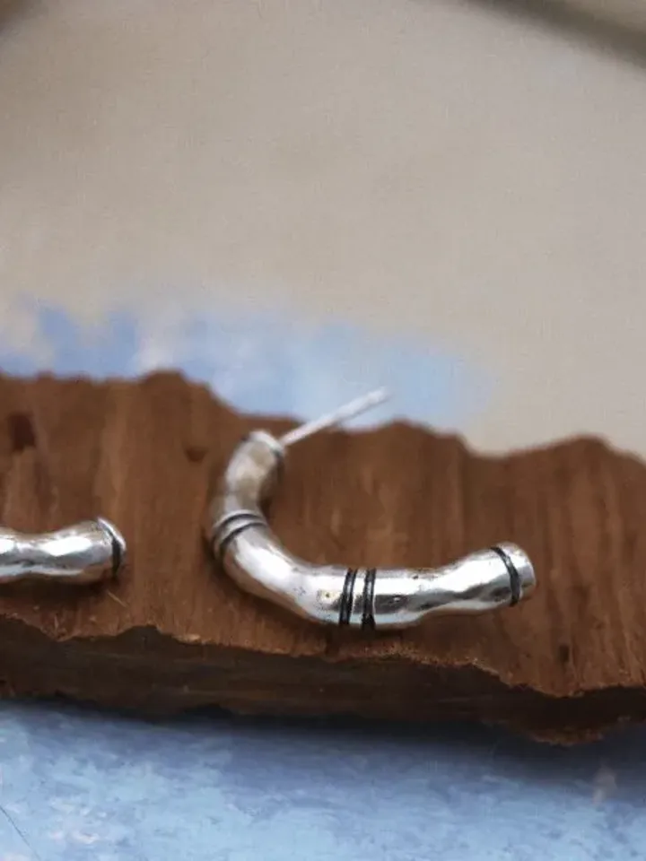 Sterling Silver Bamboo Earrings