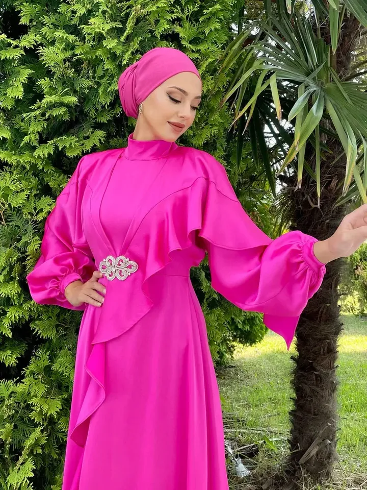 AHUNARE HIJAB - Helin Tesettür Abiye - Fuşya