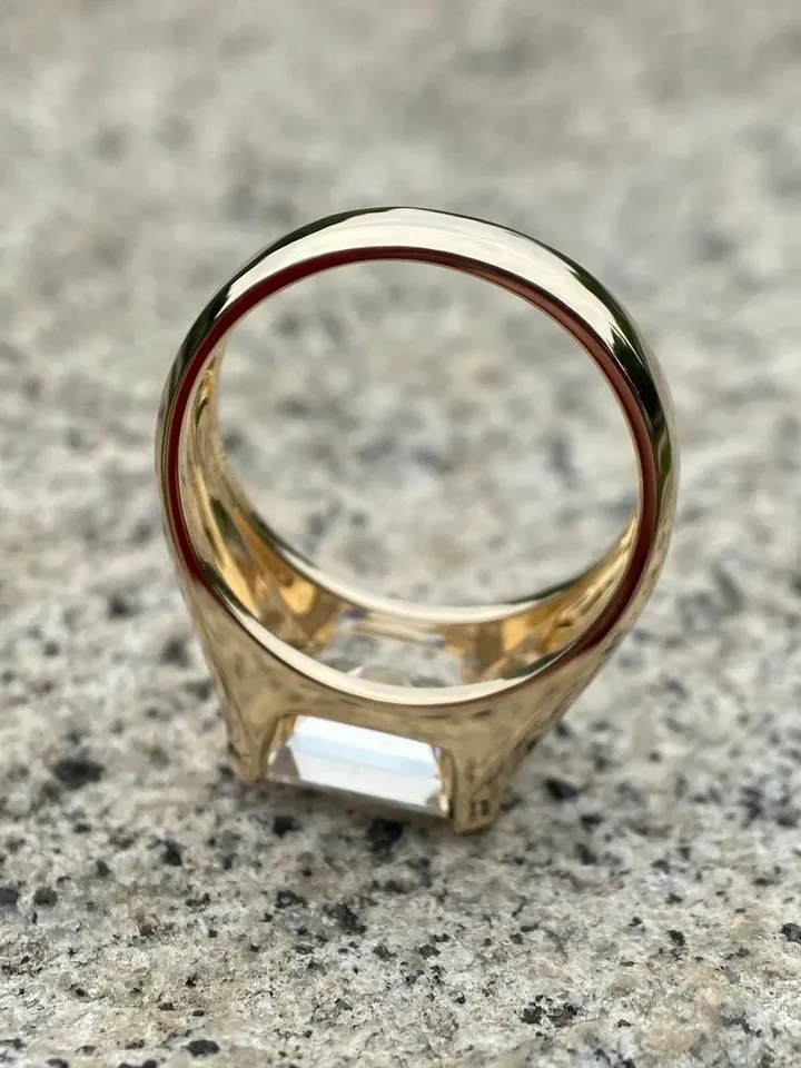 Men's Ring-14K Yellow Gold Emerald Cut 9X11MM Moissanite Ring For Men, Gift for Him