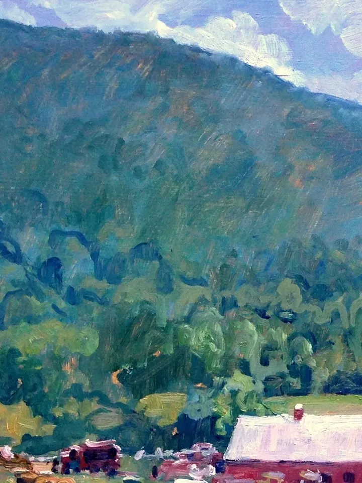 Large Berkshires Landscape Painting - Chenail&#39;s Farm - 18x24 Oil on Panel, Large Plein Air Impressionist Oil Painting, Signed Original