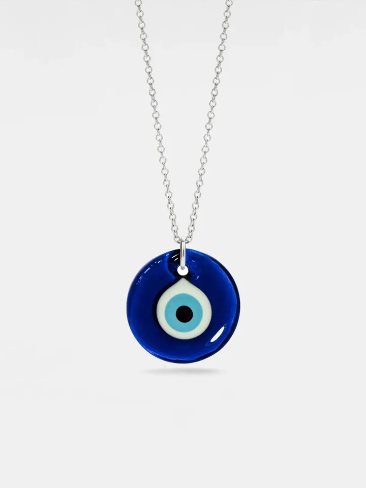 PERIMADE Turkish Evil Eye Charm Pendant • Nazar Blue Eye Layering Necklace • Sterling Silver Friendship Jewelry • Trendy Best Friend Gift