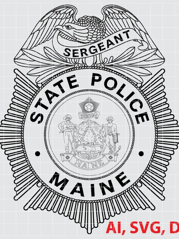 State of Maine Police logo, Badge, Seal, Custom, Ai, Vector, SVG, DXF, PNG,