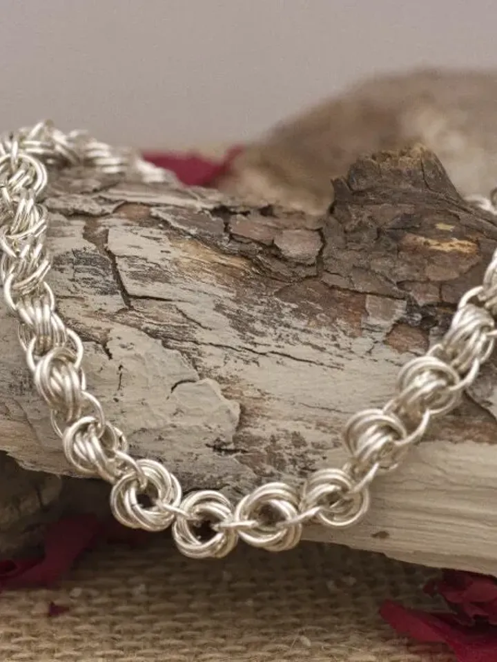 Sterling Silver Double Flower Chain Bracelet
