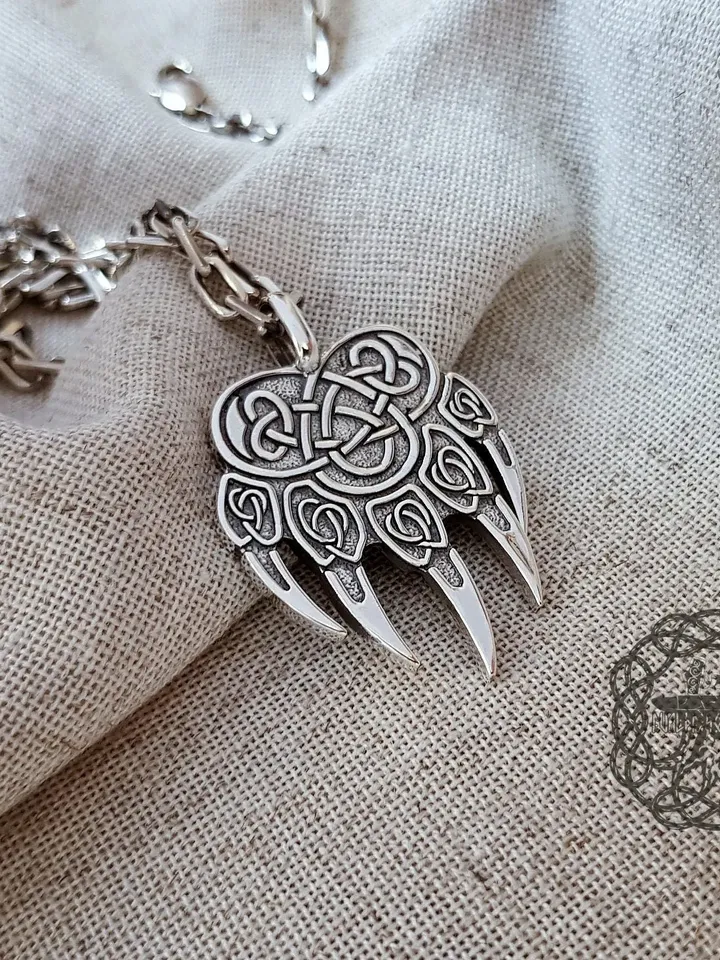 Berserker Pendant, Bear Paw Pendant, Impress of Veles, Bear Paw, Sterling Silver Bear Paw, Warding Veles Pendant, Viking Jewelry