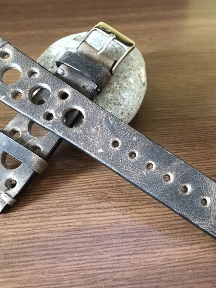 Leather watch straps 20mm in Rally Style, Distress Grey Genuine Leather Watch Band in 19mm Racing Style, Anniversary gifts for boyfriend