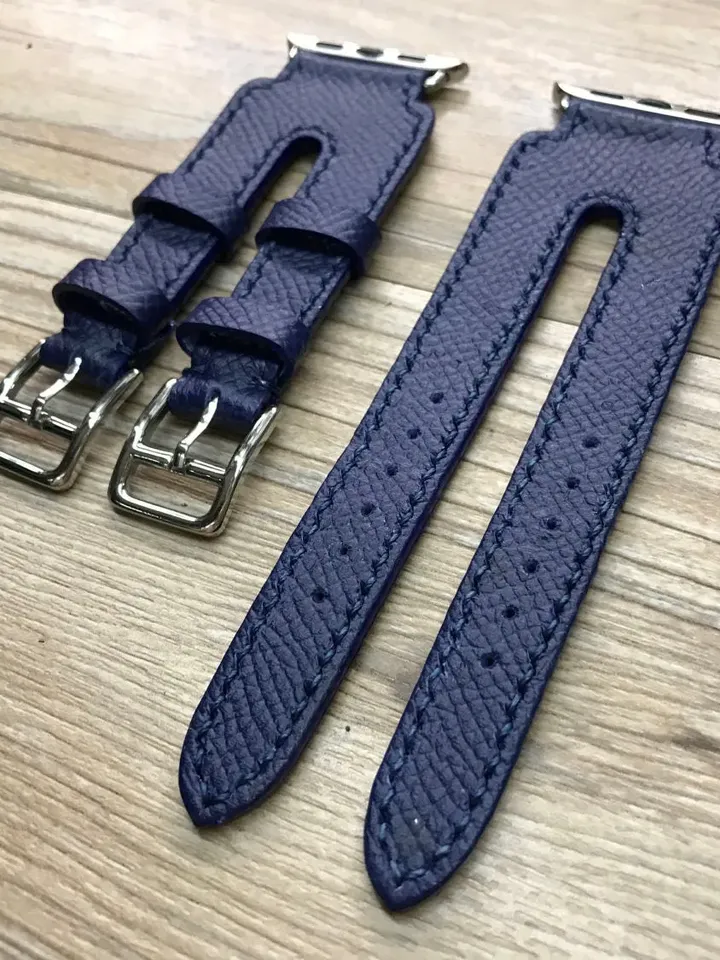 Apple Watch Band, Apple Watch Strap, Double Buckle Cuff Watch Band, Bleu Agate Double Buckle Cuff For Apple Watch 38mm 40mm 42mm 44mm
