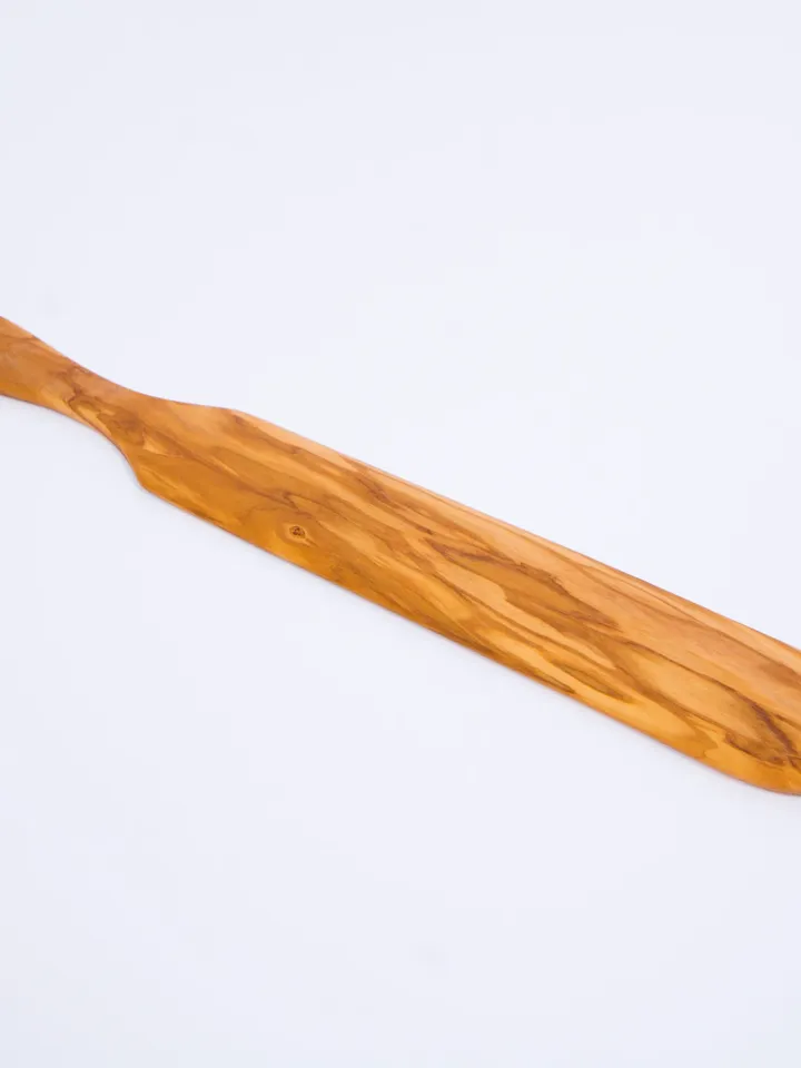 Olive Wood Spatula for Crepes / Pancake Turner 36 cm / 14.17" - Kitchen Utensils Handcrafted - Made in Albania - Long Wooden Crepe Spatula