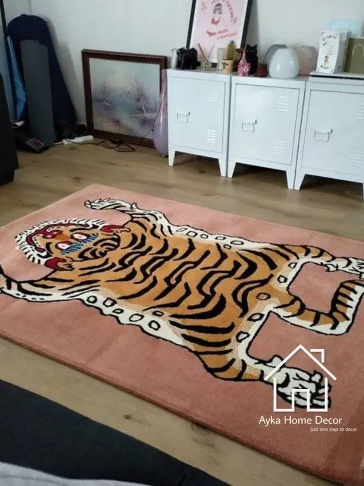 Leopard 100% Handmade Woolen Area Rug For Hall Kitchen Living Room Bed Room Bath Room Dining Room Kids Room Carpet / Chita / Christmas Gift