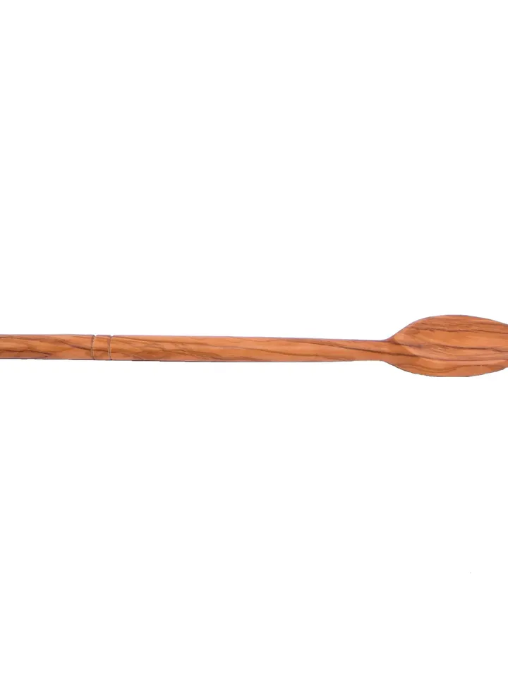 Olive Wood Round Handle Spoon - 30 cm / 11.81" Long - Wooden Spoon Handmade in Albania - AKwood, each and every item created is unique.