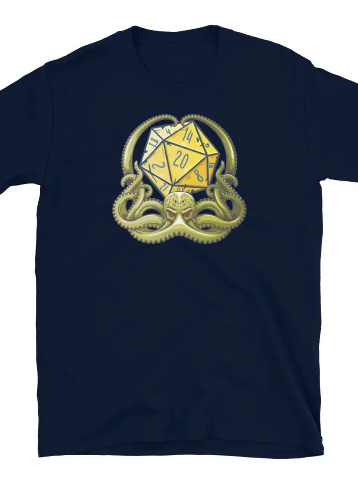 Cthulhu D20 T-Shirt (Unisex) | DnD T-shirt, Dungeons & Dragons, Monster Graphic Tee, Tabletop Roleplaying Game T, Lovecraft Polyhedral Idol