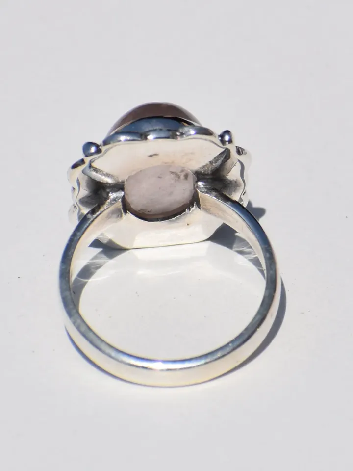 Natural Rose Quartz Ring, Sterling Silver Ring, Oval Gemstone, Statement Jewelry, Boho Jewelry, Wedding Ring, Anniversary Gift, Gift For Her