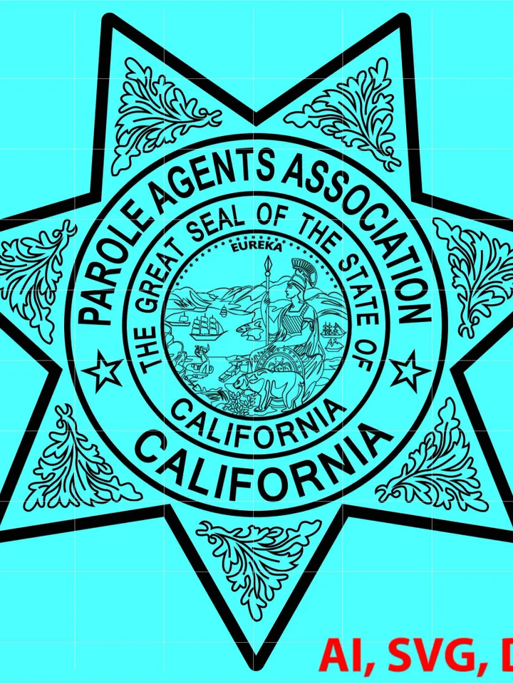State of California Parole Agents Association Badge Custom, Ai, Vector, SVG, DXF, PNG, Digital