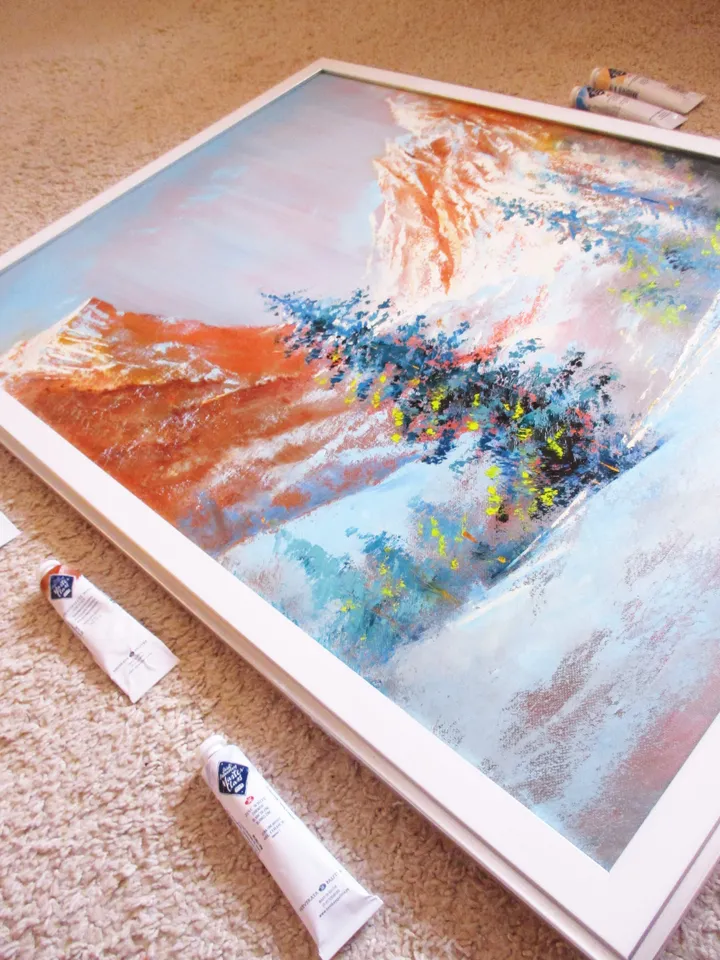 Rocky Mountains Painting ORIGINAL OIL PAINTING on Canvas, Landscape Painting Original Impressionist Art by "Walperion"
