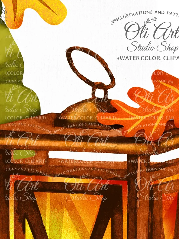 Fall Gnome Clip Art. Autumn. Shristmas lantern. Pumpkin. Hand Drawn graphics. Digital Download. OliArtStudioShop