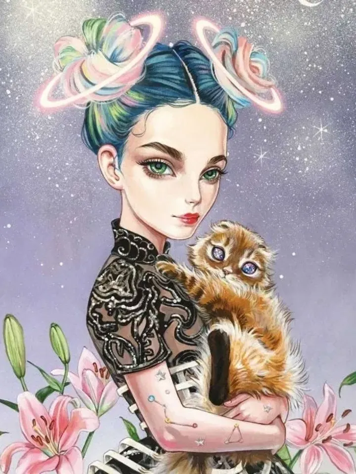 Canvas Fantasy Girl Coloring by Number Set with Hoop , the art of painting, education and entertainment.