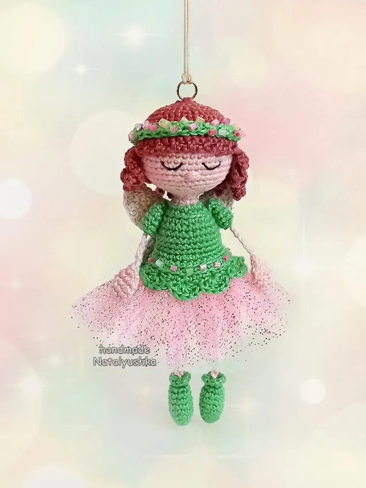 Faerie Princess keychain, Magic girl gift, Tiny Pocket Fairy, Girl nursery decor, Crochet fairy doll, Christmas gift