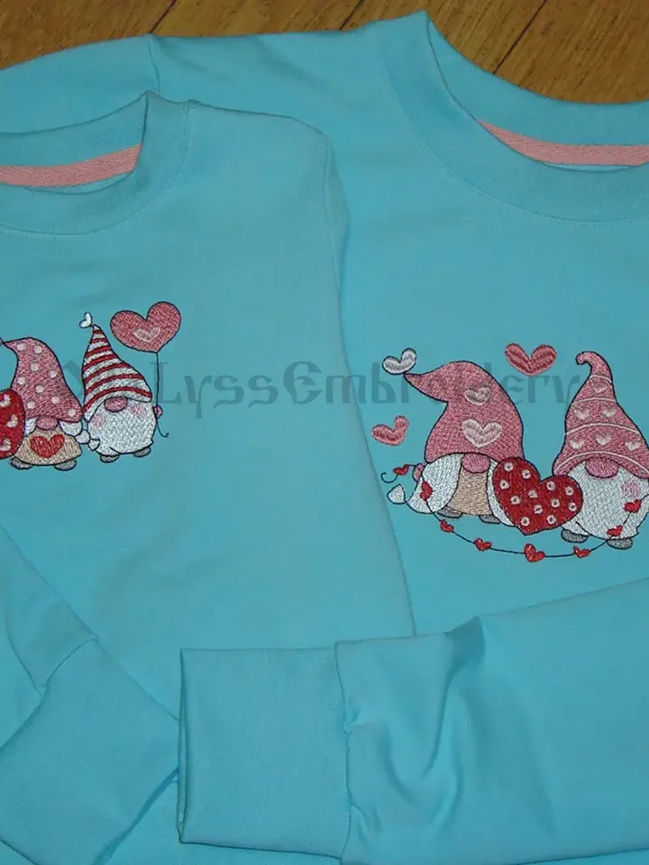 Gnomes In Love digital machine embroidery design in 6 sizes