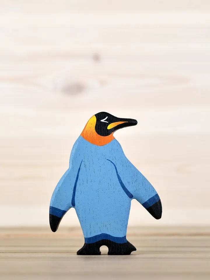Wooden toy King Penguin figurine South pole animal