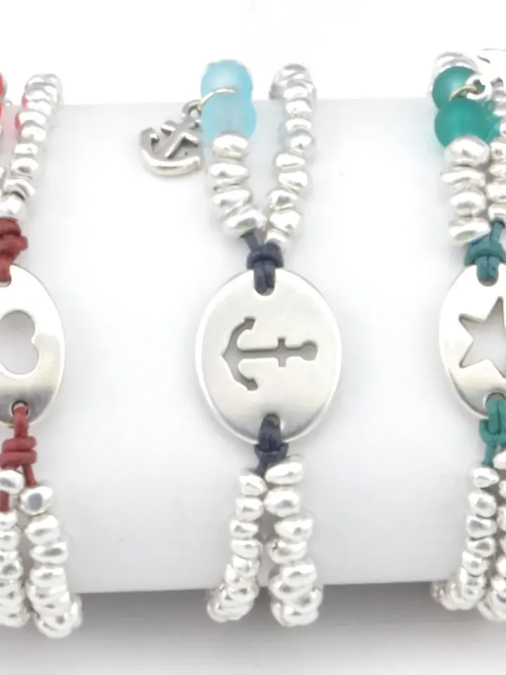Silver Anchor Bracelet, Beaded Bracelet Anchor Charm, Bracelet Femme Bracelet Beads, Stacking Bracelet Anchor Charm, Girlfriend Gifts