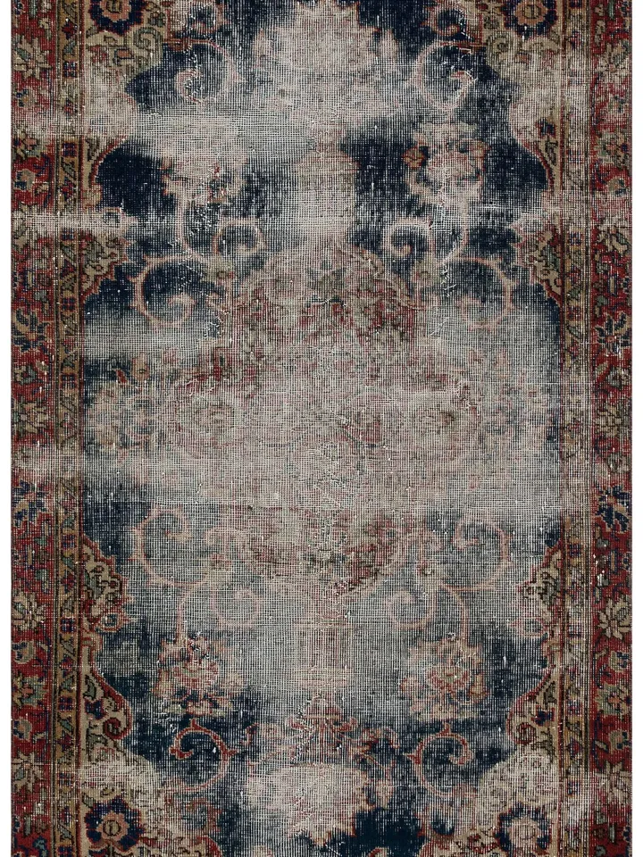 Boho Blue Turkish Kilim Rug - Premium Wool Material, Traditional Usak Patterns, 3.47X6.46 ft Size - Elevate Your Home Decor