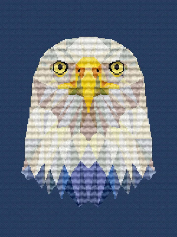 Geometric Eagle Cross Stitch Pattern, Modern Cross Stitch, Geometric Animals Cross Stitch Pattern PDF