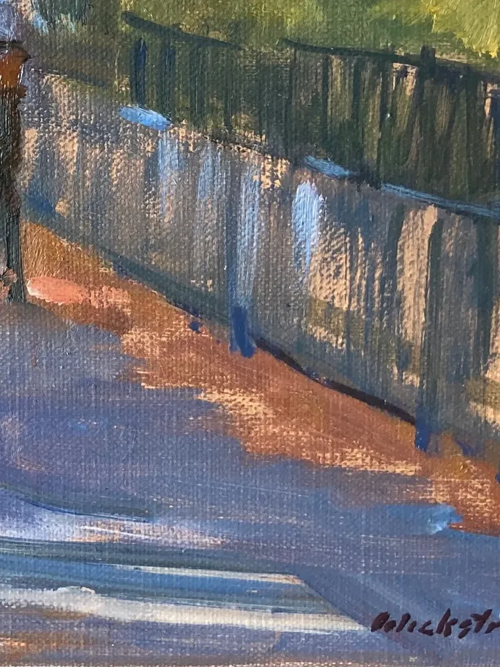 East Village Cityscape Painting - Autumn on 10th Street/Tompkins Square/NYC - 18x24 Oil on Linen, New York Impressionism, Signed Original