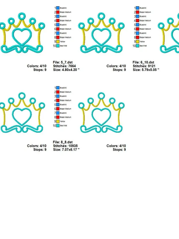 Princess Crown Tiara Girl Baby Design Applique for Machine Embroidery