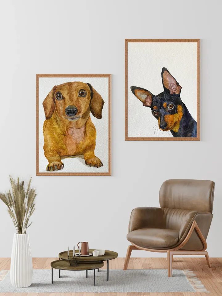 Hand-painted watercolor painting pet portrait custom pet painting 5X7