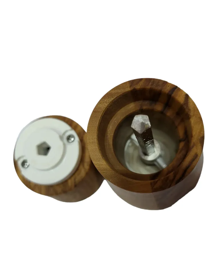 Set of 2 Salt and Pepper Grinders (small) from Olive Wood with CrushGrind ceramic mechanism - Perfect Wedding / Birthday Gift - #Z01