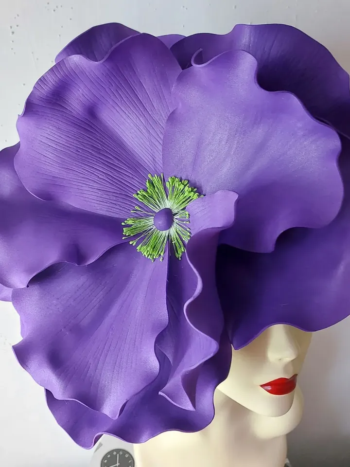 Giant purple fascinator Kentucky Derby Hat Wedding Headdress, Bridal headpiece Floral Hair Accessory Occasion hats