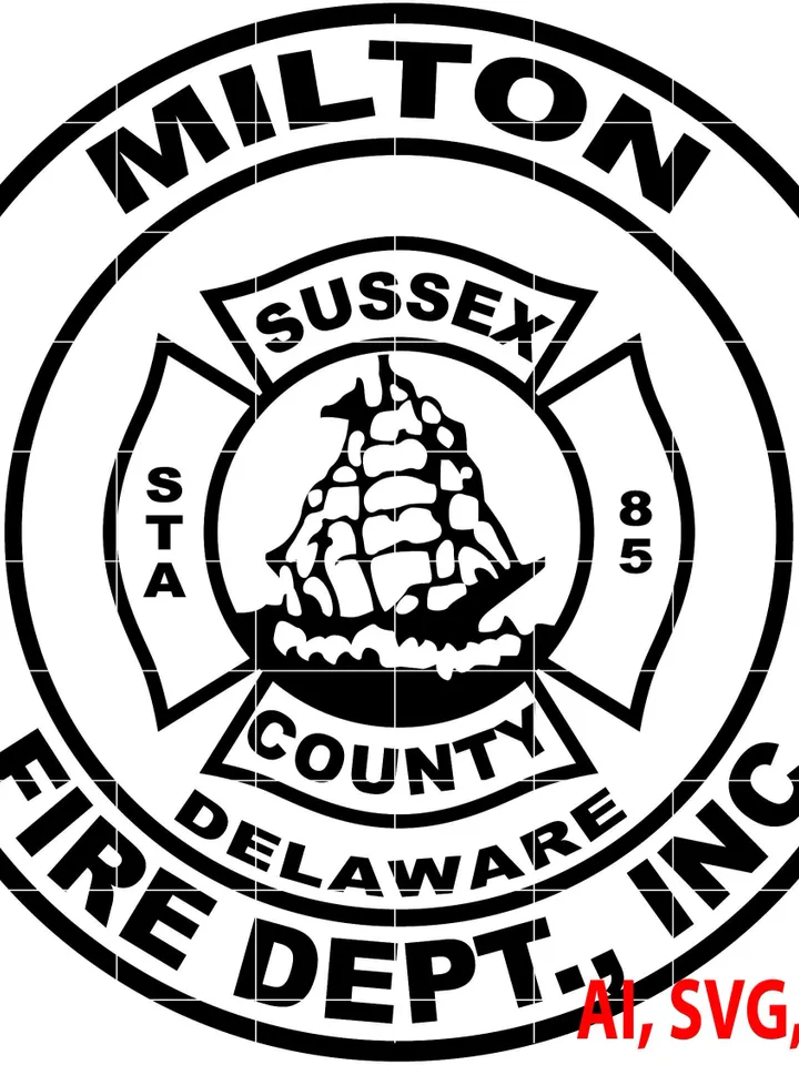 Sussex County Milton Fire Dept. Badge, Logo, Seal, Custom, Ai, Vector, SVG, DXF, PNG, Digital