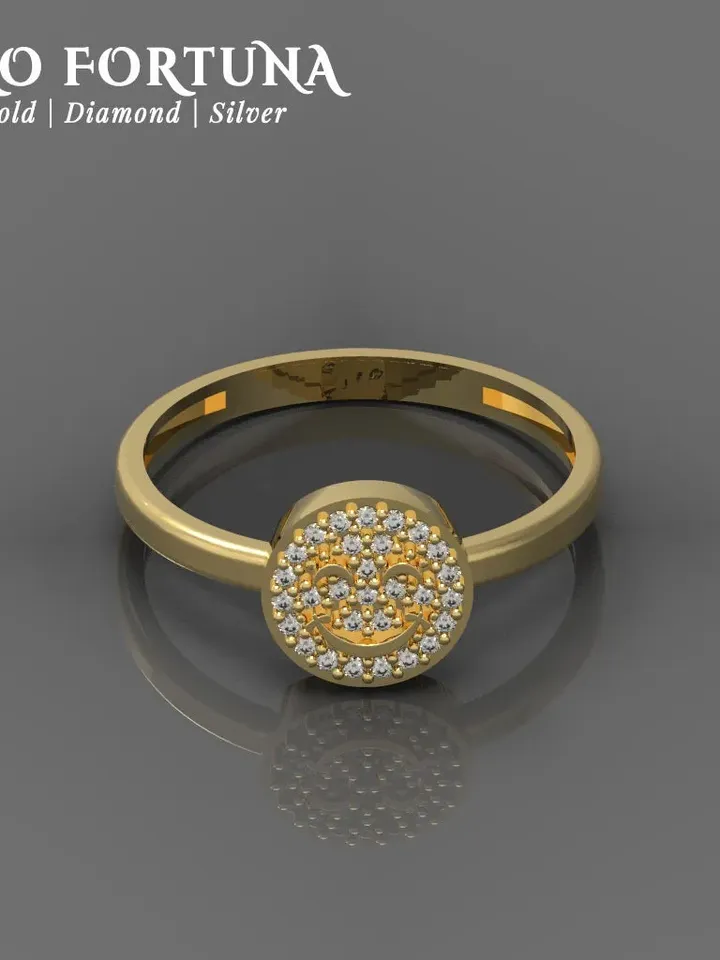14K Gold Dainty Smiling Face Emoji Ring for Women, Minimalistic, Stylish, Trendy, Gift for Her, Casual, Anniversary, Valentines,