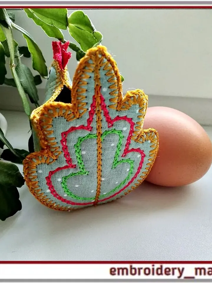 In the hoop embroidery design basket chicken
