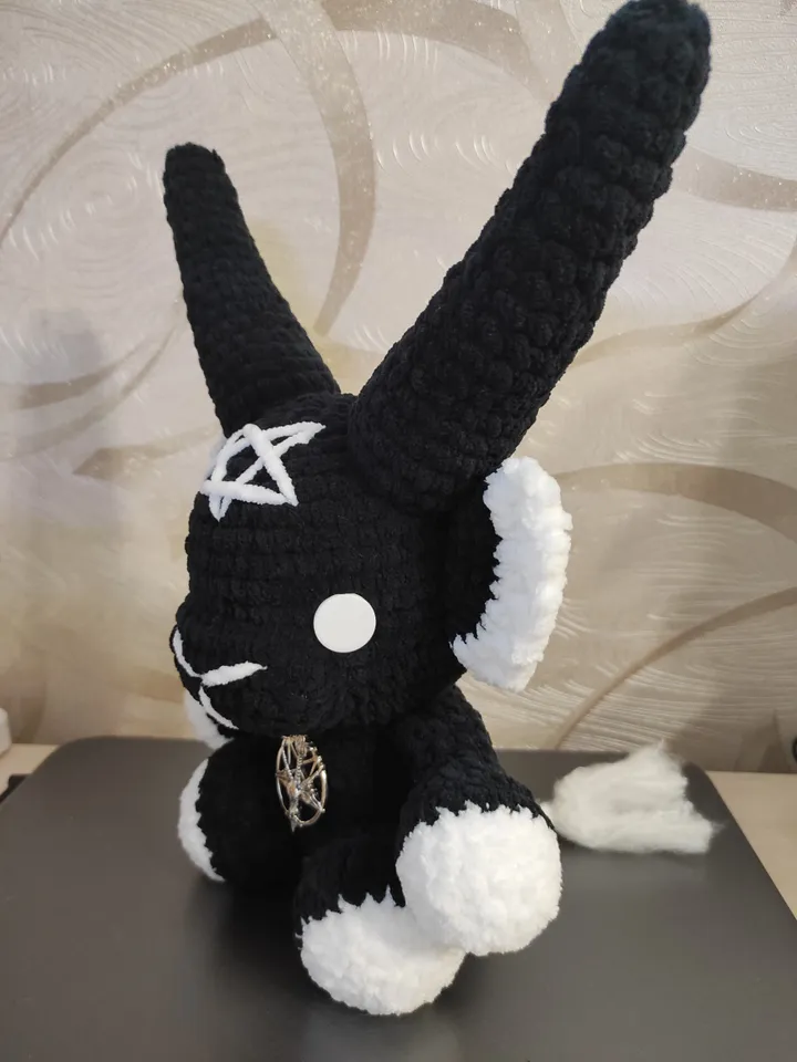 Big crochet baphomet toy, black baphomet, satanic toy, plush toy