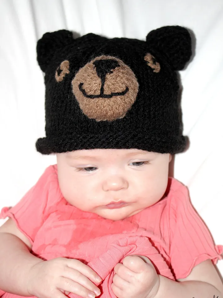 Knitted Woodland Black Bear Hat for Halloween Costume, Preemie and Baby Hats, Gifts for New Moms, Baby Shower Gift Idea, Woodland Nursery