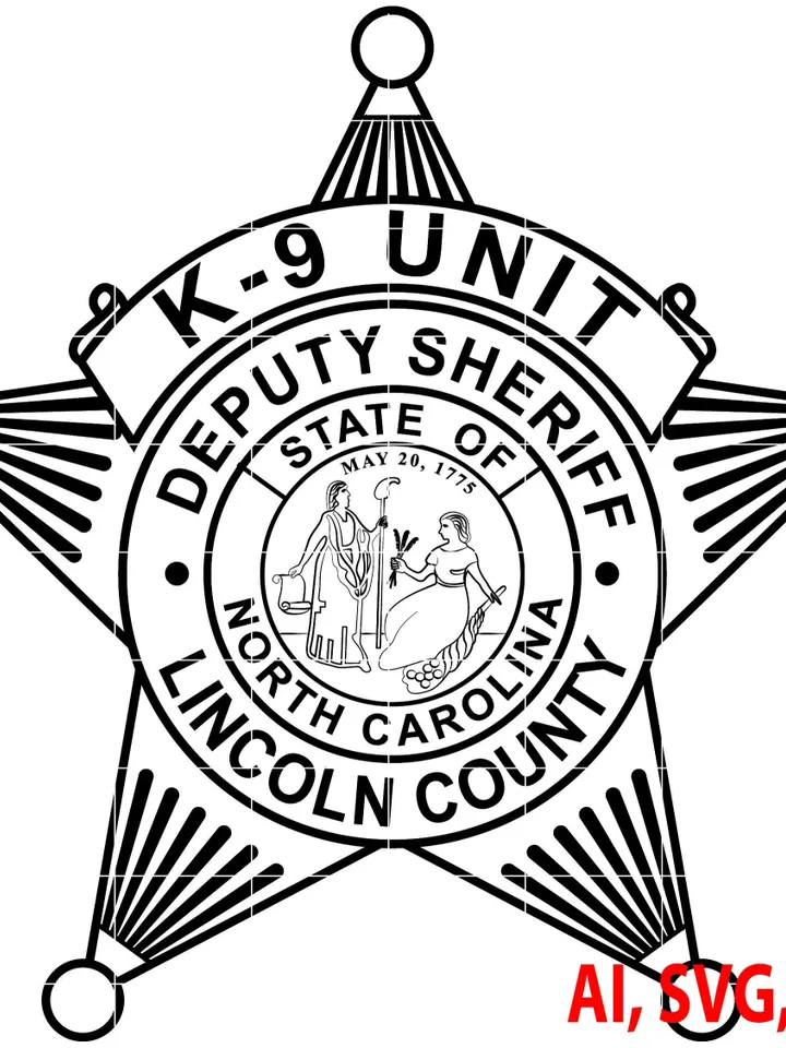 Sheriff Badge, State of North Carolina Lincoln County Deputy Sheriff Badge, Logo, Seal, Custom, Ai, Vector, SVG, DXF, PNG, Digital