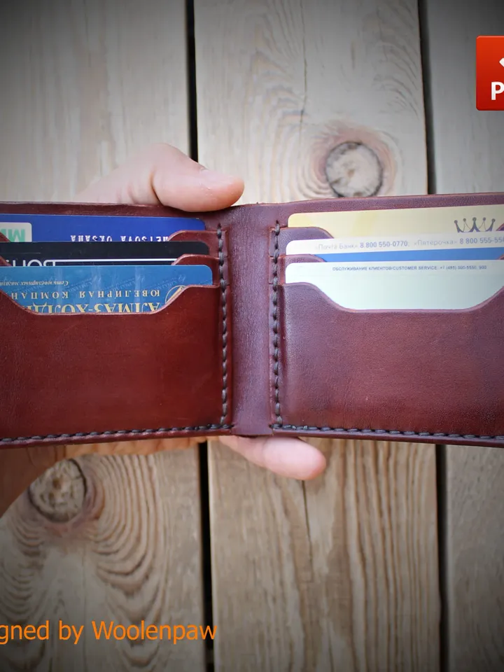 leather pattern - bifold wallet with 5 mm and 4 mm pitch. BF3